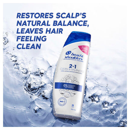 Head & Shoulders Clean & Balanced 2in1 Anti Dandruff Shampoo and Conditioner For Clean Scalp 350 ml