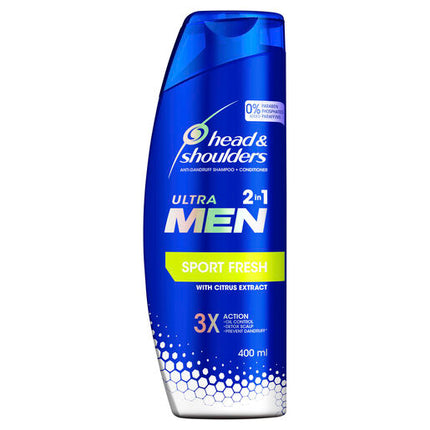 Head & Shoulders Ultra Men Sports Fresh: Mens 2in1 Anti Dandruff Shampoo and Conditioner 400ml