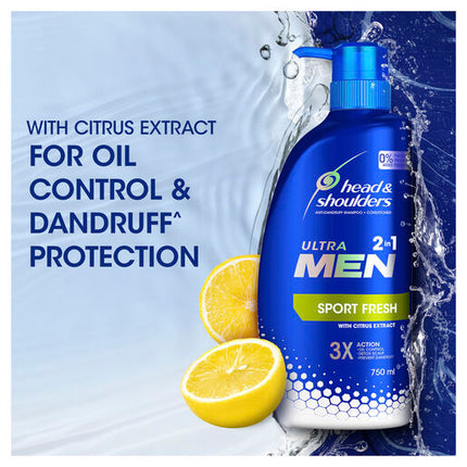 Head & Shoulders Ultra Men Sports Fresh: Mens 2in1 Anti Dandruff Shampoo and Conditioner 400ml
