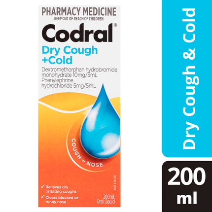 Codral Dry Cough + Cold Oral Liquid 200mL
