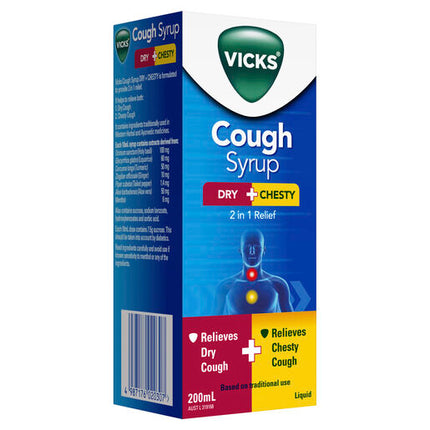 Vicks 2-In-1 Dry + Chesty Cough Syrup 200ml