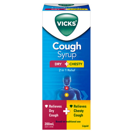 Vicks 2-In-1 Dry + Chesty Cough Syrup 200ml
