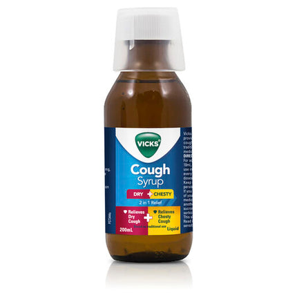 Vicks 2-In-1 Dry + Chesty Cough Syrup 200ml