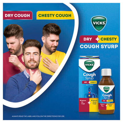 Vicks 2-In-1 Dry + Chesty Cough Syrup 200ml