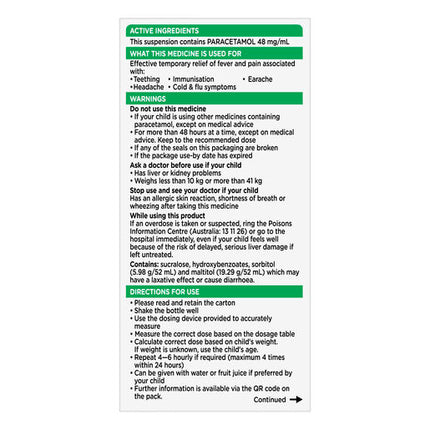 Panadol Children 5-12 Years Suspension Strawberry Flavour 100 mL
