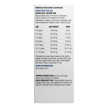 Chemists' Own Children's Paracetamol Pain & Fever 5-12 Years Suspension 100mL