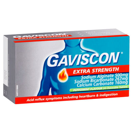 Gaviscon Extra Strength Heartburn & Indigestion Relief Peppermint 24 Tablets
