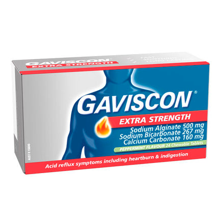 Gaviscon Extra Strength Heartburn & Indigestion Relief Peppermint 24 Tablets
