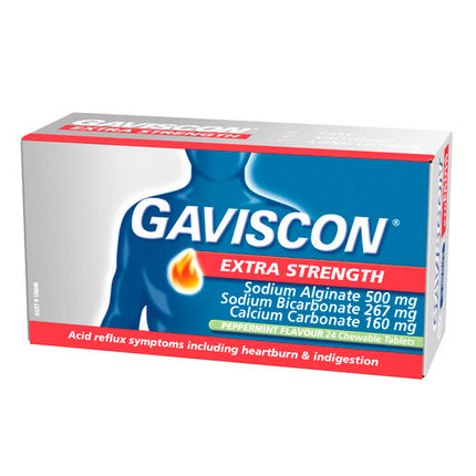 Gaviscon Extra Strength Heartburn & Indigestion Relief Peppermint 24 Tablets