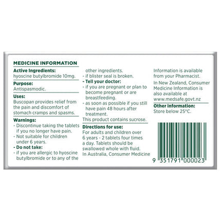 Buscopan 10mg 20 Tablets