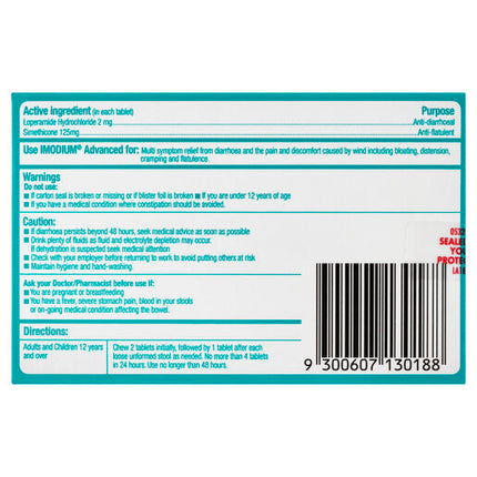 Imodium Advanced Chewable Mint Flavour 6 Tablets