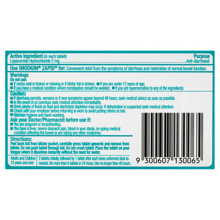 Imodium Zapid Dissolving Tablets 6 Pack