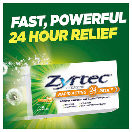 Zyrtec Rapid Acting Hayfever Allergy Relief Antihistamine Liquid Capsules 10 Pack