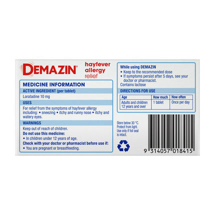 Demazin Hayfever Allergy Relief Non-Drowsy 10 Tablets