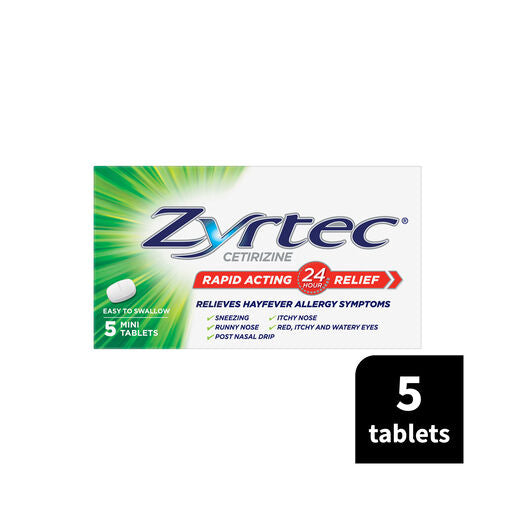 Zyrtec Rapid Acting Hayfever Allergy Relief Antihistamine Mini Tablets 5 Pack