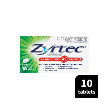 Zyrtec Rapid Acting Allergy & Hayfever Mini Tablets 10 Pack