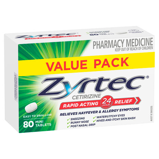 Zyrtec Rapid Acting Allergy & Hayfever Mini Tablets 80 Pack
