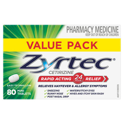 Zyrtec Rapid Acting Allergy & Hayfever Mini Tablets 80 Pack