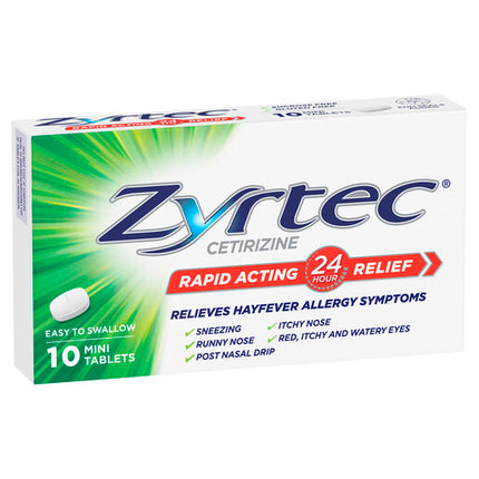 Zyrtec Rapid Acting Allergy & Hayfever Mini Tablets 10 Pack