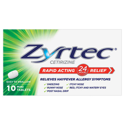 Zyrtec Rapid Acting Allergy & Hayfever Mini Tablets 10 Pack