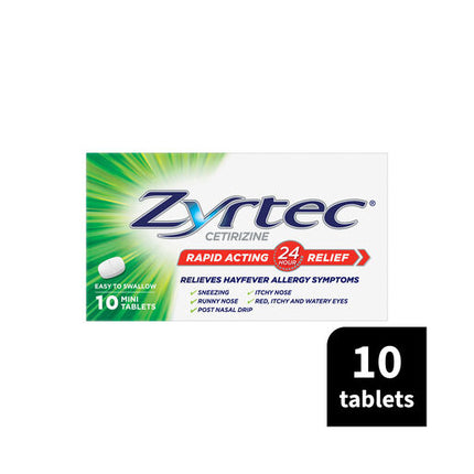Zyrtec Rapid Acting Allergy & Hayfever Mini Tablets 10 Pack