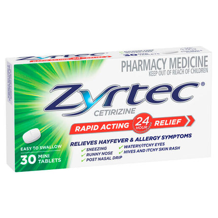 Zyrtec Rapid Acting Allergy & Hayfever Mini Tablets 30 Pack