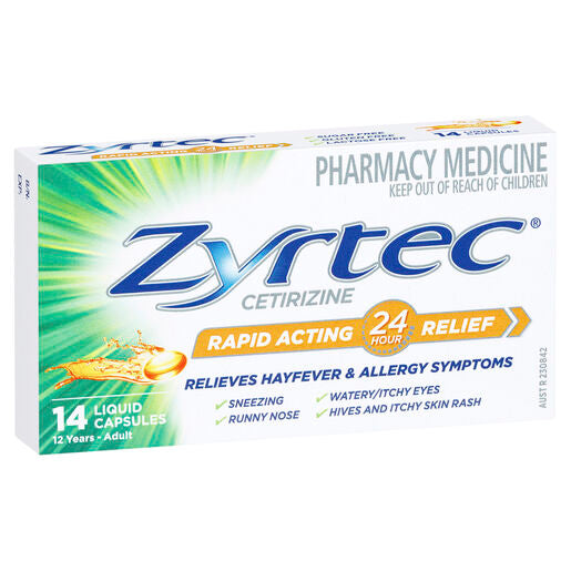 Zyrtec Rapid Acting Relief Hayfever & Allergy Liquid Capsules 14 Pack