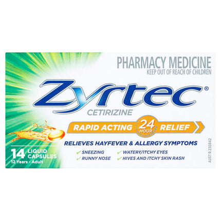 Zyrtec Rapid Acting Relief Hayfever & Allergy Liquid Capsules 14 Pack
