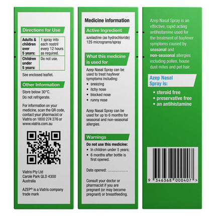Azep Hayfever Relief Nasal Spray 20ml