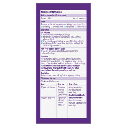 Rhinocort Nasal Spray Extra Strength 120 Sprays