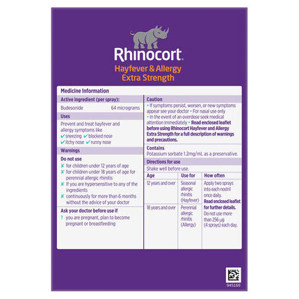 Rhinocort Nasal Spray Extra Strength 120 Sprays x 2 Pack