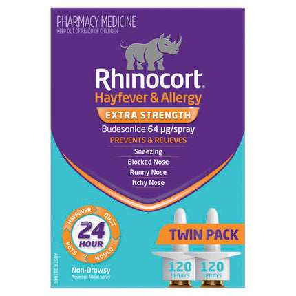 Rhinocort Nasal Spray Extra Strength 120 Sprays x 2 Pack
