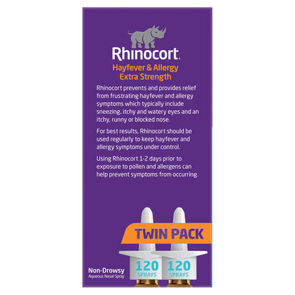 Rhinocort Nasal Spray Extra Strength 120 Sprays x 2 Pack
