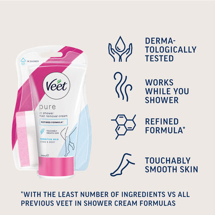 Veet In Shower Hair Removal Cream for Sensitive Skin 150g