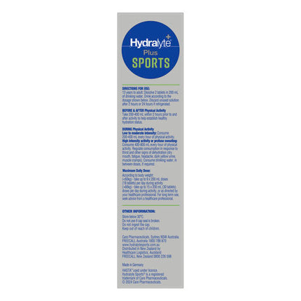 Hydralyte Plus Sports Lemon Lime Flavoured 20 Effervescent Tablets