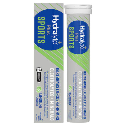 Hydralyte Plus Sports Lemon Lime Flavoured 20 Effervescent Tablets