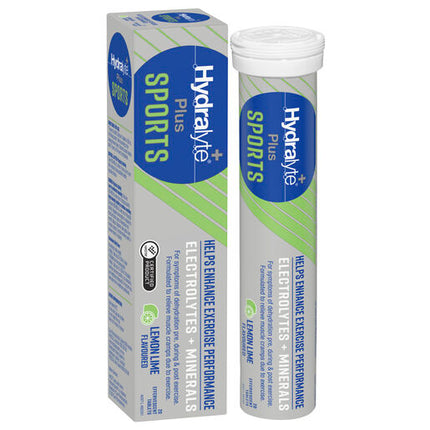 Hydralyte Plus Sports Lemon Lime Flavoured 20 Effervescent Tablets