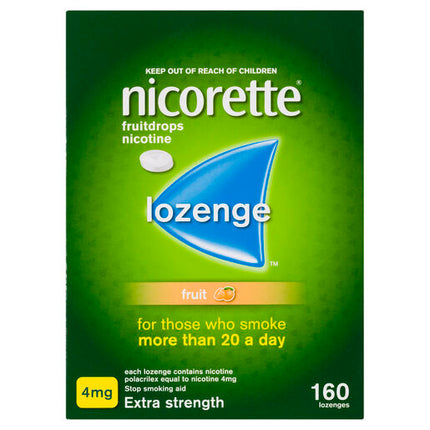 Nicorette Quit Smoking Extra Strength Nicotine Lozenge Fruitdrops 8 x 20 Pack