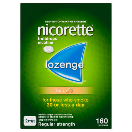 Nicorette Quit Smoking Regular Strength Nicotine Lozenge Fruitdrops 8 x 20 Pack