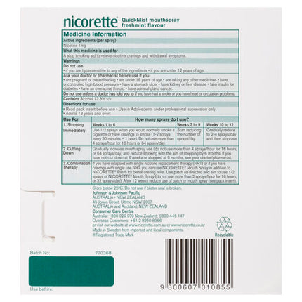 Nicorette QuickMist Mouth Spray Freshmint 2 Pack