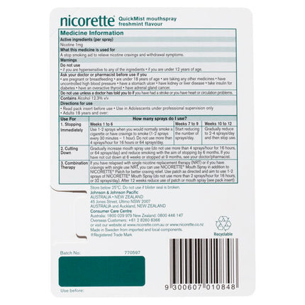 Nicorette QuickMist Mouth Spray Freshmint 1 Pack