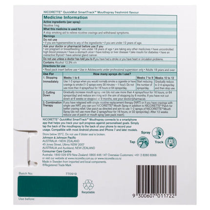 Nicorette Quit Smoking QuickMist SmartTrack Nicotine Mouthspray Duo Pack