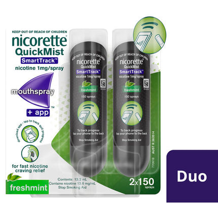 Nicorette Quit Smoking QuickMist SmartTrack Nicotine Mouthspray Duo Pack
