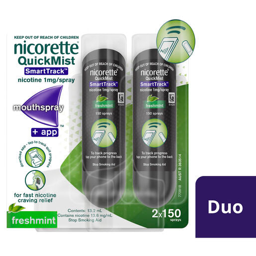 Nicorette Quit Smoking QuickMist SmartTrack Nicotine Mouthspray Duo Pack