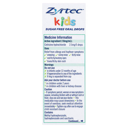Zyrtec Kids Allergy & Hayfever Oral Drops 20mL