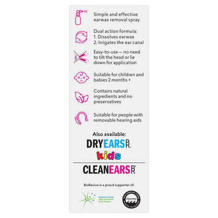 BioRevive Clean Ears Kids Earwax Removal Spray 30ml