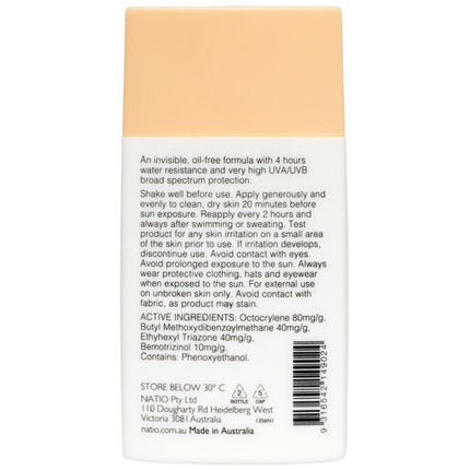 Natio Invisible Face Fluid Sunscreen SPF 50+ 60ml