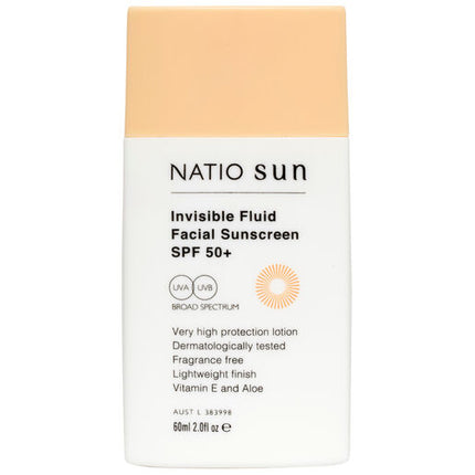 Natio Invisible Face Fluid Sunscreen SPF 50+ 60ml
