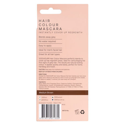 1000 Hour Hair Colour Mascara Med Brown 12g