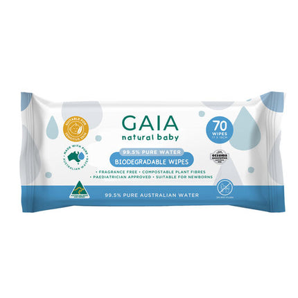 Gaia Baby 99.5% Pure Water Biodegradable Wipes 70PK